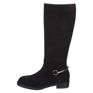 Gucci 2025 Black Suede Horsebit Riding Boots NWT US 9.5